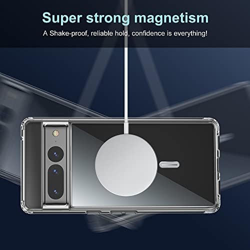 Fanbiya Clear Slučaj za Google Pixel 6 Pro slučaja kompatibilna magnetska bežična punjača mag-sigurni prsten Crystal Cryst Clear Slim