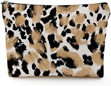 Torbica za šminku od 7 do 10 inča za žene-apstraktni leopard print, vodootporna torbica za šminku s patentnim zatvaračem, Kozmetička
