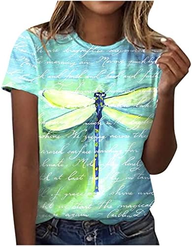 Majica širokog kroja za Tinejdžerke od pamuka kratkih rukava s dekolteom čamca, ležerna majica s grafičkim printom za žene iz Amerike