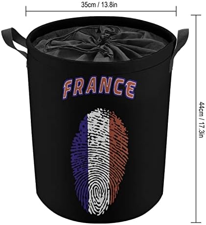 Francuska okrugla torba za rublje s otiscima prstiju, vodootporna košara za pohranu s poklopcem za vezanje i ručkom