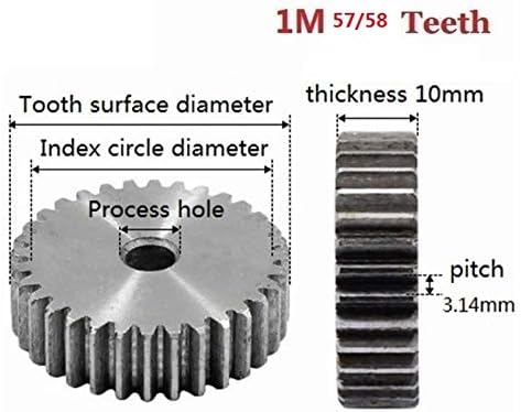 1 97/58 zuba 1 mod zupčanik 57/58 zuba cilindrični zupčanik precizni čelični zupčanik 45 za CNC
