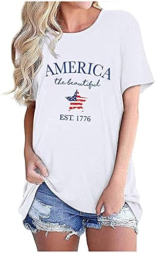 4. srpnja vrhovi žene američke zastave majice zvijezde pruge kratke rukave SAD neovisnost Dan Patriotske bluze