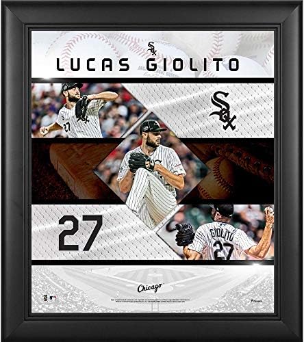 Lucas Giolito Chicago White Sox uokviren 15 x 17 ušivene zvijezde kolaž - MLB Player Plaketi i kolaže