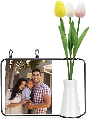 Didado okvir za fotografije, okvir za slike za 4 x 6 inča fotografije s vazama lažni cvjetovi dekor Umjetni tulipani viseći vaze jedinstvene