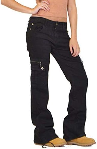 OiUMov ženske hlače, žensko bljesak traperice s trapericama s trapericama s visokim strukom za čizme Izrezanje hlača Y2K hlače