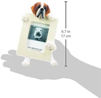 Frame Saint Bernard drži vašu omiljenu fotografiju od 2,5 do 3,5 inča, ručno oslikani realni izgled Saint Bernard Stalks visok 6 inča,