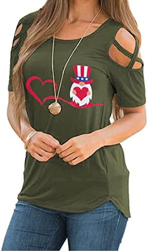 4. srpnja Majice Majice za žene majica kratkih rukava s prugastim izrezom u obliku slova u u obliku slova u s američkom zastavom domoljubne