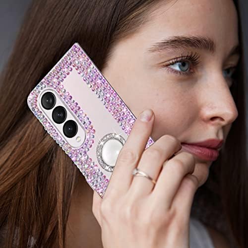 OMIO dizajniran za Samsung Galaxy Z Fols 3 Slučaj za djevojčice za žene, luksuzni 3D ručno izrađeni iskričavi rinestonski cristalni
