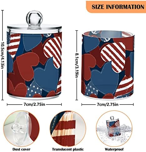 Retro američka zastava Srce Pamuk držač za brisač za kupaonice Kontejneri za kupaonice s poklopcima Postavite pamučnu kuglu Okrugli