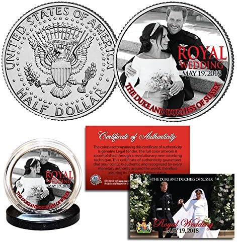 Princ Harry i Meghan Markle Službena palača Royal Wedding Portret B/W JFK novčić