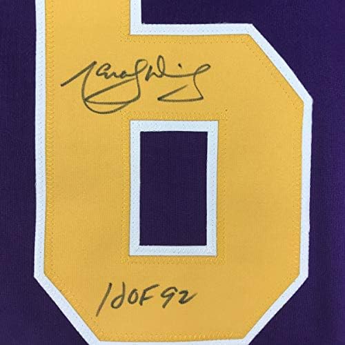Autografirani/potpisani Marcel Dionne Hof 92 Los Angeles La Purple Hockey Jersey JSA COA