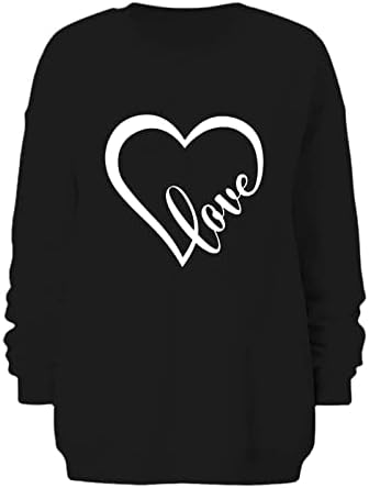 Ženske ljubavi Srce Twichirt Teen Valentines Majica sretna košulja za Valentinovo Crewneck Pulover vrhovi
