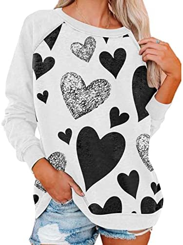 JJHAEVDY WOMENS LJUBAV SRCE TWEATHIRT Sretni Valentinovo Majice Grafički pulover casual vrhovi pulover