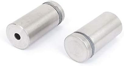 X-DREE 19 mm x 40 mm Oglašavanje od nehrđajućeg čelika Stakleni stakleni pin Clamp 2pcs (pin de vidrio sin marco de publidad de acero