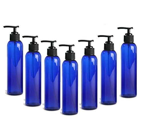 Grand Parfums 4oz Cobalt Blue Plastic Cosmo boca za ponovno punjenje kućnih ljubimaca s crnom dozatorom pumpe; Za šampon, uvjeti, proizvodi