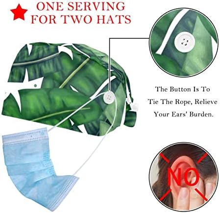 2 pakiranja tropska zelena list mornarsko plava radna kapica s gumbima znoj podesiva za pilingu kapice za njegu kaputa kravata