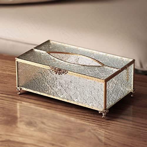 & Zlatni dodir celofanska kutija za tkivo bakrena traka ukrasna rezbarena kutija za pohranu kućnog dekora