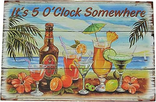 Sretna zabava na havajskom stilu Metal limen znak 5 sati negdje smiješni plakat bar klub dnevni boravak kuhinja kućna umjetnost zidni