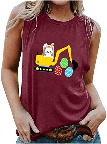 Uskrsna košulja Žene majica uskršnji zeko slatka zečja grafička majica za odmor prsluka bez rukava