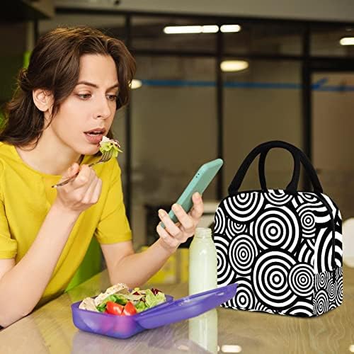 Crno - bijela geometrijska torba za ručak u boji izolirana kutija za ručak torba za piknik vanjski školski kontejner za hranu hladnjake