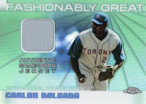 Carlos Delgado igrač istrošen Jersey Patch Baseball Card 2004 Topps Chrome Refractor fgrcd - MLB igra korištena dresova