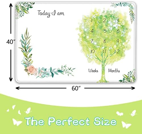Qicaiyun Tree Baby Milestone pokrivač, zelenija dječja mjesečna prekretnica, dječja prekretnica za rast Fotografije 60''x40 '' 'YUNBTZT108