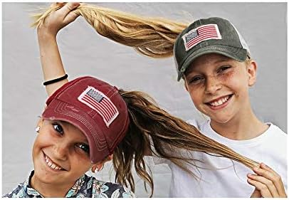RNFENQS ženska američka zastava Ponytail bejzbol kapu Podesiva tata šešir