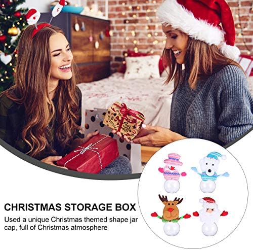 4PCS prijenosna kutija za odlaganje Djeda Mraza Mini okrugla boca Božićni bombon Can božićni ukrasi