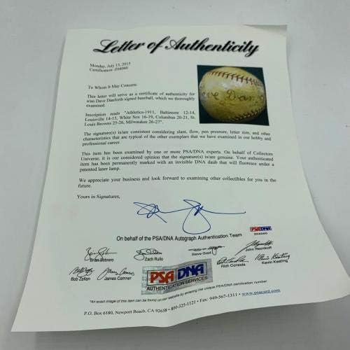 Dave Danforth potpisao je jako upisani bejzbol 1920 -ih 1919. Black Sox PSA DNA - Autografirani bejzbol