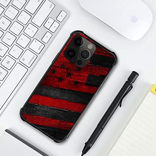 DJSOK kompatibilan s kućištem za iPhone 14 Pro Max, crno crveno drvo zrno Američke zastave iPhone 14 Pro Max slučajevi za muškarce