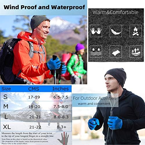 Amy Sport Zimske rukavice za muškarce zaslona osjetljivih na dodir hladno vrijeme, otporna na vjetrove toplo termalno prianjanje za
