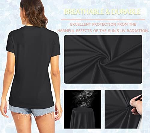 TACVASEN Ženske majice UPF 50+ Zaštita od sunca s V-izrezom kratki rukavi Kratkim rukavima Brzo suho planinarenje majice za vježbanje