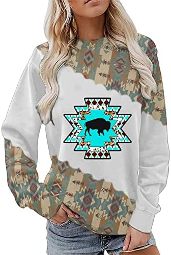 Aztec džemperi za žene s dugim rukavima pulover bluza bluza vintage grafičke majice etničke geometrijske print vrhove