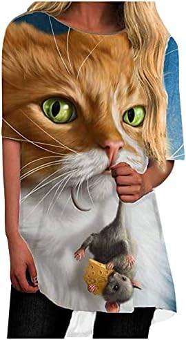 2023. Ljetna majica za žene Slatka mačka grafičke majice Košulja kratka rukava okrugli vrat Tunika Tonika Labavi casual pulover