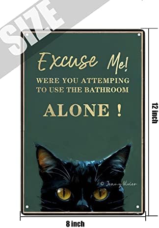 ZOMYTO OPIS ME KUPA RETRO TIN Znak - Mačka kupaonica Zidna umjetnost i dekor - Smiješan zidni dekor za kupaonicu - znak za toalet -