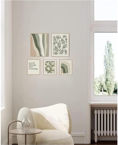 Sage Green Set od 5, veliki plakati za spavaću sobu, estetski minimalist, danska pastelna soba, spavaonice apartman preppy soba za