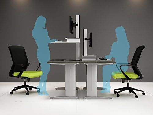 Pretvarač stojećeg stola u pravu - podesivi visina uspostavljenog stola uspon s dvostrukim monitorom Podrška za lebdi, 24 x 28, bijeli