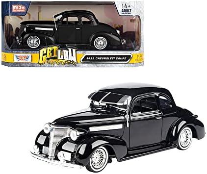 1939. Chevy Coupe Lowrider Black Get Low Series 1/24 Diecast Model Car by Motormax 79028