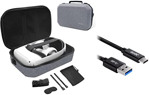 Slučaj tvrdog putovanja Procase za Oculus Quest 2 VR paket za igračke slušalice s Joto Type C kabelom Extra dugi 10ft