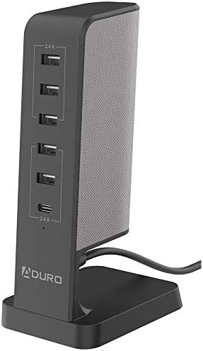 ADURO USB stanica za punjenje za više uređaja [PowerUp Flair] Desktop Brzi punjač 6-port USB Hub za iPhone iPad tablete pametni telefoni