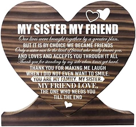 Mojoj sestrin poklon tiskana drvena ploča, prijatelji, sestrin poklon drvena ploča Srce, znak za srce, sestre-sestra moja prijateljica