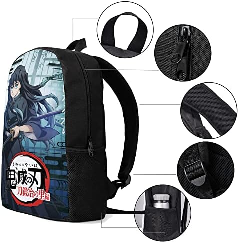 Qmuzwed anime ruksak set za dječake, izdržljiva torba za prijenosno računalo s prijenosnom kutijom za ručak i vrećicu olovke, lagana