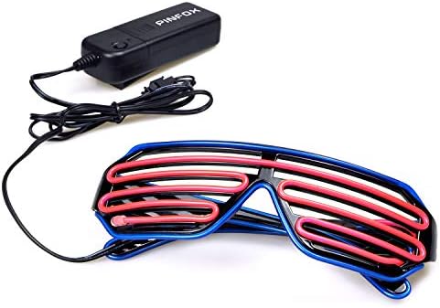 PINFOX Pali treptanje zatvaračem Neon rave naočale El Wire LED Sunčane naočale Glow DJ Kostime za stranke, 80-e, EDM RB03