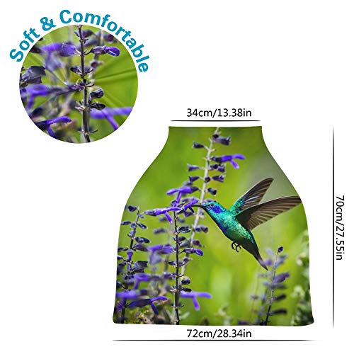 Yyzzh hummingbird u ljubičastom cvijeću ptice cvjetni otisak rastezljivo dječje auto sjedalo poklopac za dojenčad nadstrešnica prekrivača