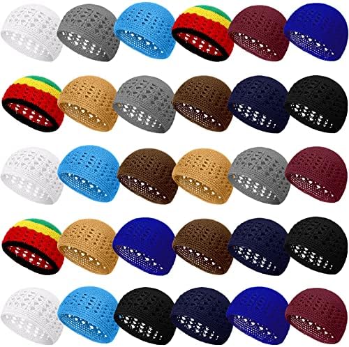 30 komada pletena kapa-Kufi, kape-lubanje za muškarce, muslimanski asortiman, kape za hlađenje-Kufi,kape-lubanje, pletena kapa, pletene