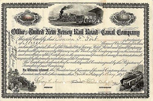 United New Jersey Railroad and Canal Co. - Potvrda o skladištu