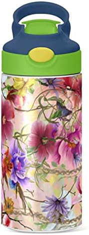 Goodold akvarel Šareno cvijeće Dječja boca vode, izolirane boce za vodu od nehrđajućeg čelika s slamnastim poklopcem, 12 oz bez ikakvih