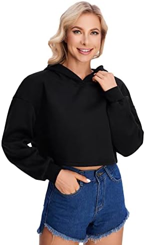WDirara ženska kapuljača dugih rukava vrhovi mačje uho uzročne obične pulovere majice majice crna