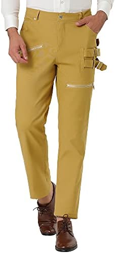 UxCell muški casual Slim fit Punk gotički džepovi zakrpa hlače s patentnim zatvaračima