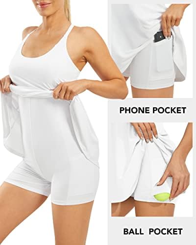 Ustrajana ženska teniska haljina s podesivim naramenicama i ugrađenim grudnjakom i kratkim hlačama trening atletska haljina za golf